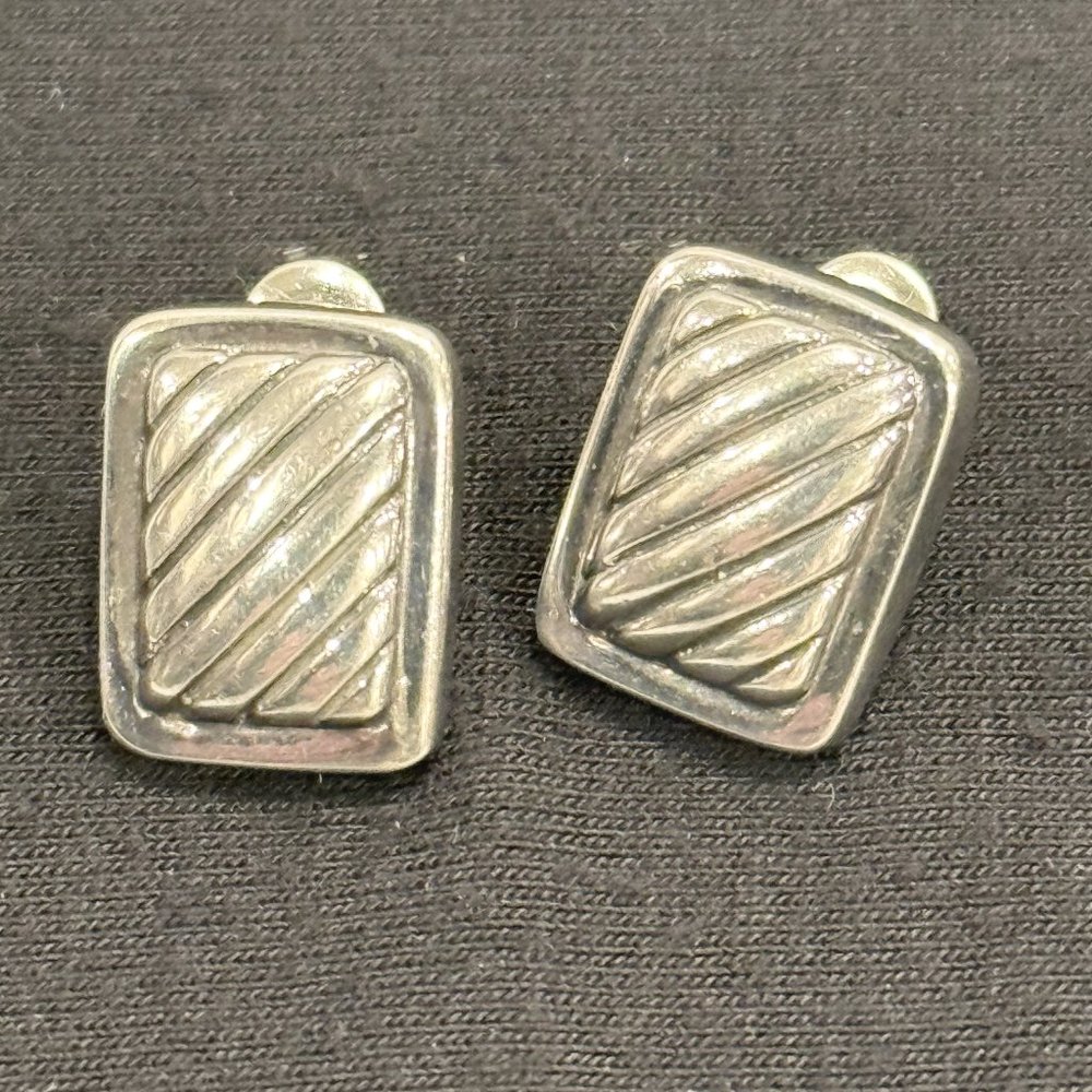 Sterling Silver 925 Ridged Earrings